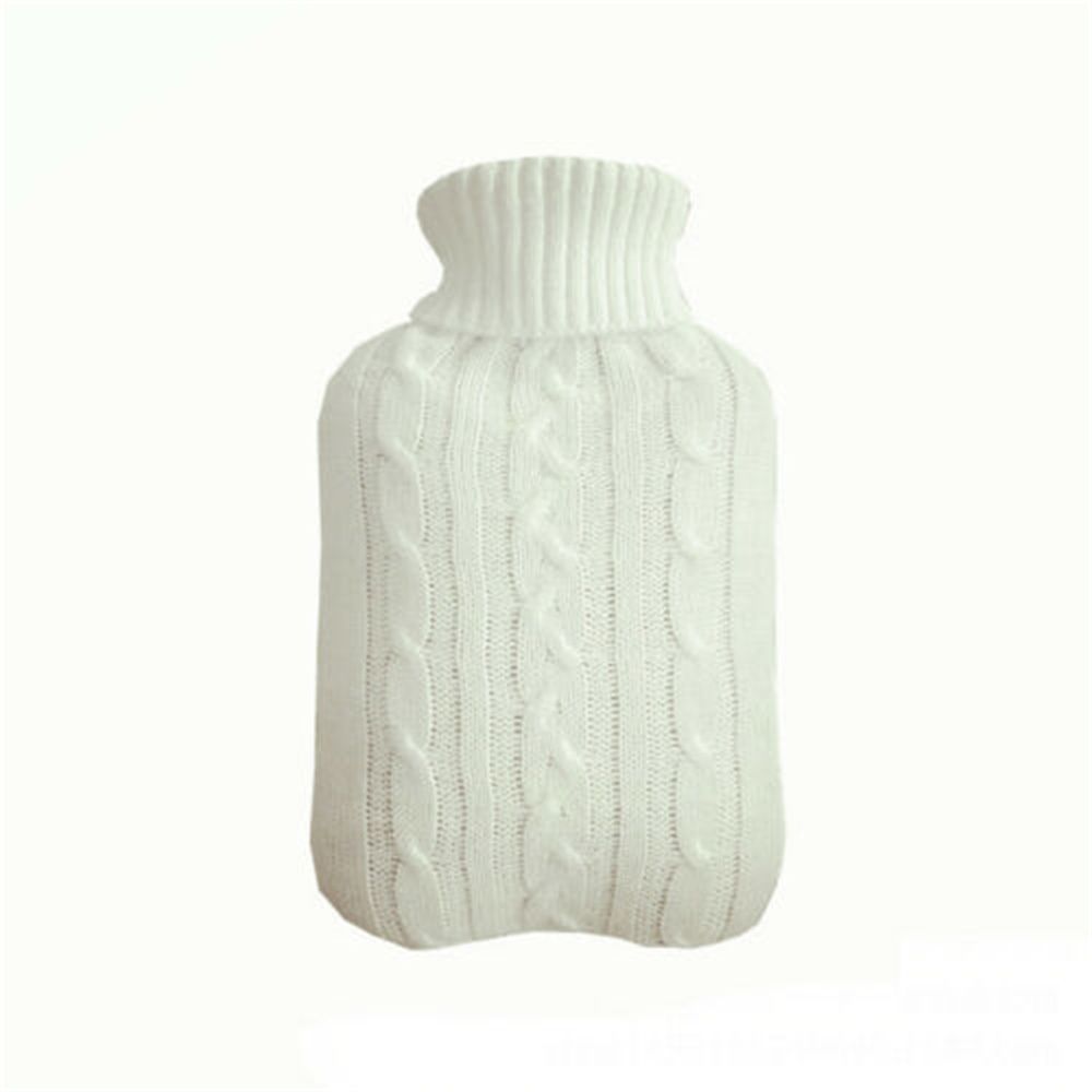 Warm Faux Fur Fleece Knitted Cover for Large Natural Rubber Hot Water Bottle Bag