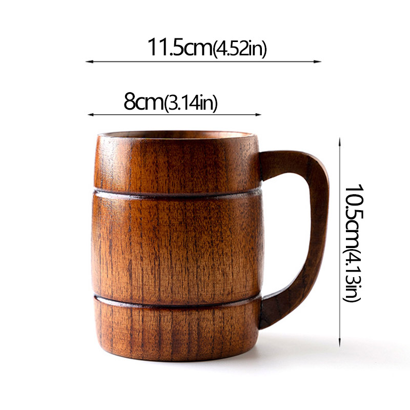Wooden Cups Handmade, Jujube Wood Handle, Coffee Milk Tea Mug, Natural Bar Drinkware