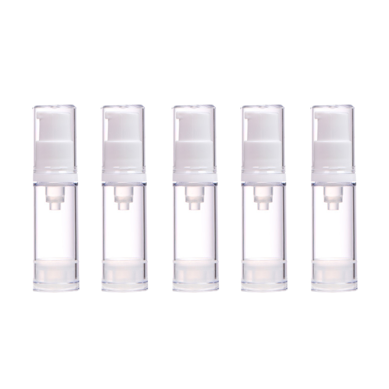 Airless Pump Press Containers, Empty Plastic Vacuum Lotion Bottles for Cosmetics Skincare Travel Dispenser