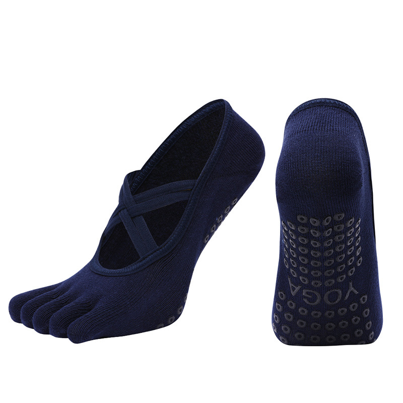 Five Toe Silicone Non-Slip Yoga Sock, Bandage Anti Slip Pilates Socks, New Women Fitness Sports Cotton Sock