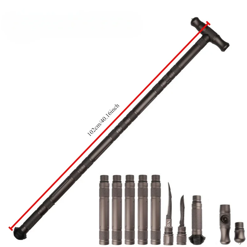 Tungsten Steel Multifunction Alpenstock, T-type Walking | Inspire