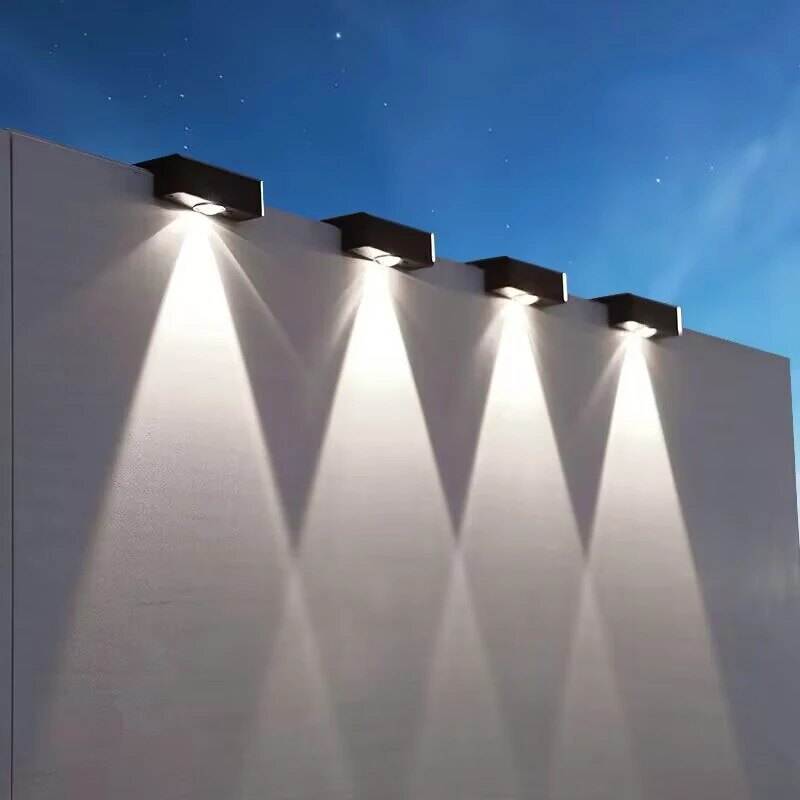 Wireless Outdoor Square Solar Wall Lights, Waterproof Garden Wall Lamps