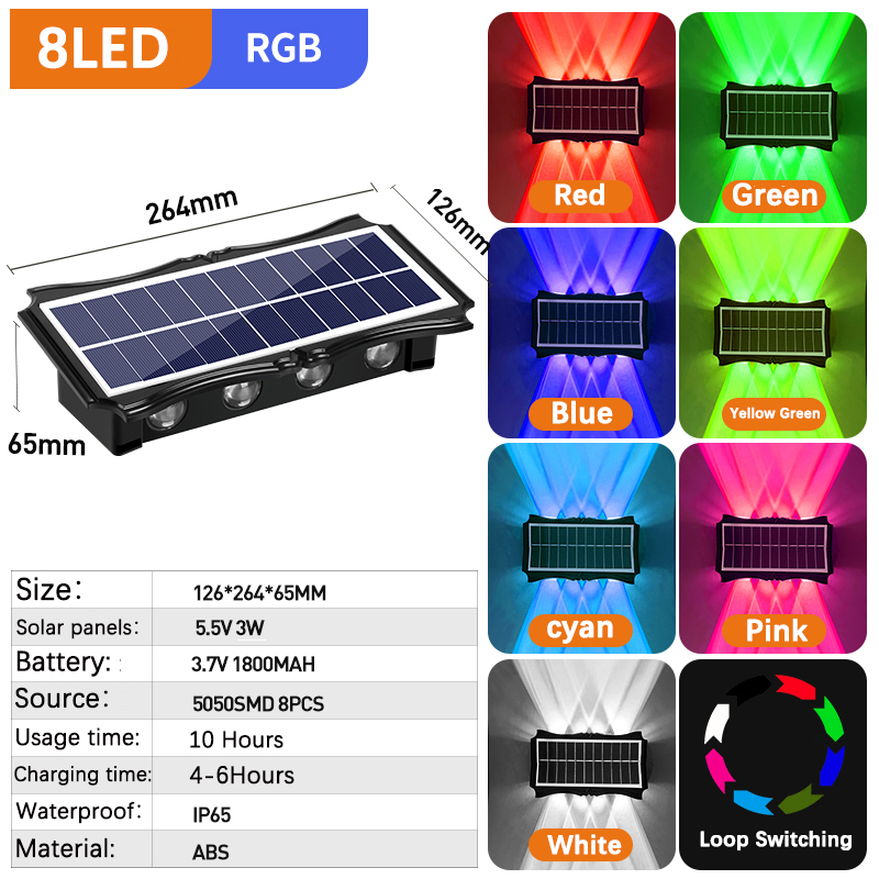 Solar Waterproof Up And Down Luminous Lighting for House Garden Exterior Wall Decoration
