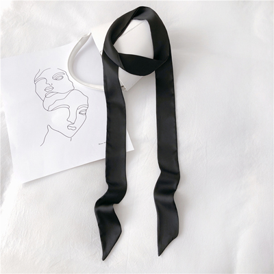 Chiffon Silk Ribbon Headbands Women Narrow Long Scarf Solid Color Tie