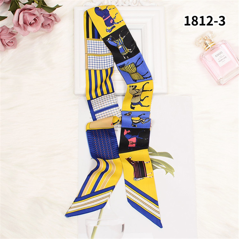 Luxury Brand Foulard Women Tie Fashion Head Scarves Small Skinny Silk Scarf
