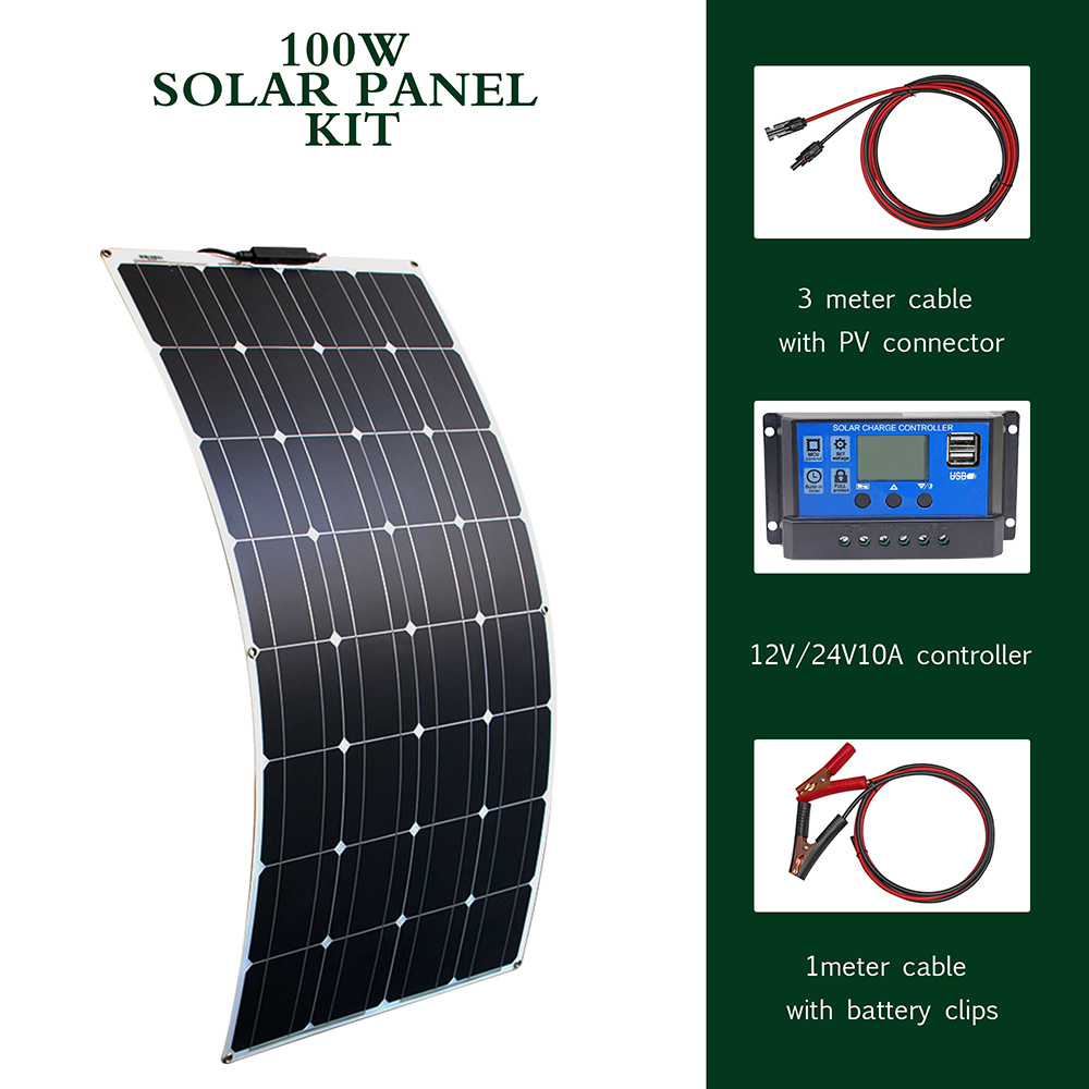 High Efficiency Solar Panels Kit with Flexible Design and Battery Charger Module