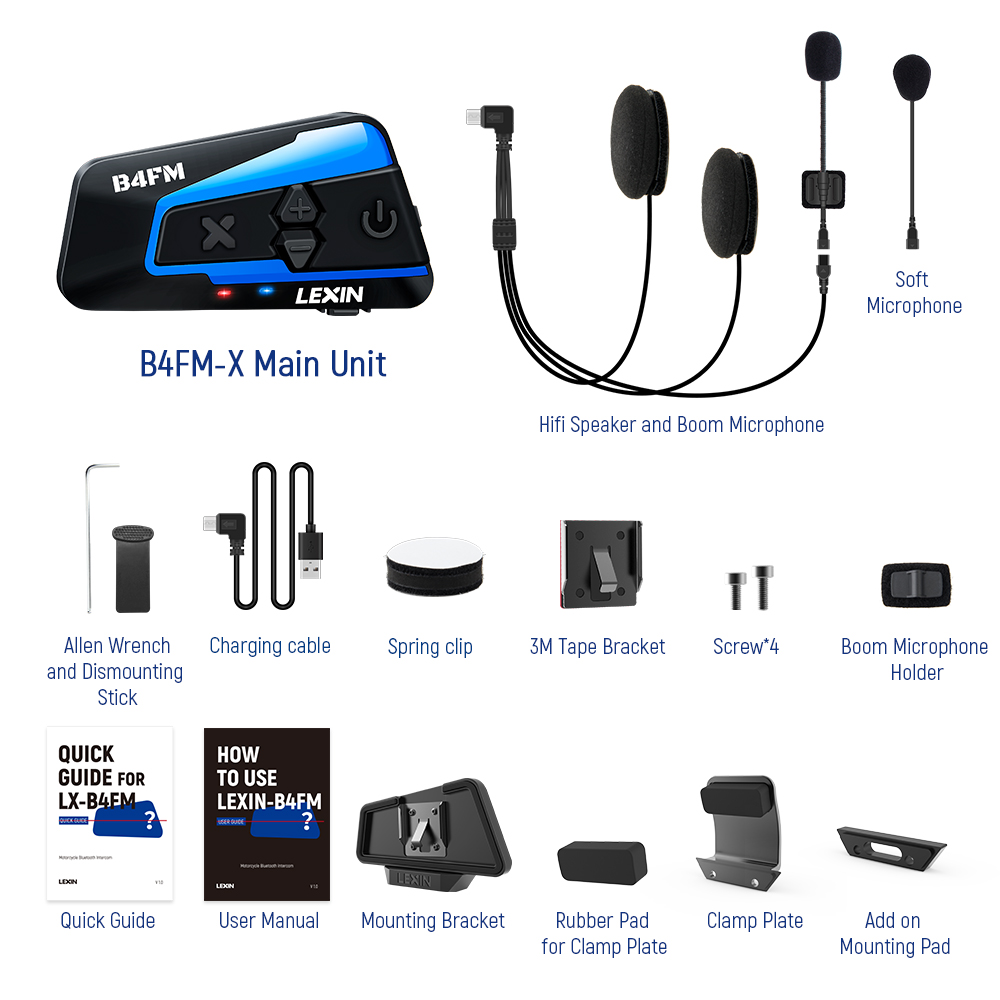 BT Wireless Communication, Motorcycle Intercom Helmet Headsets, Music Sharing for Riders