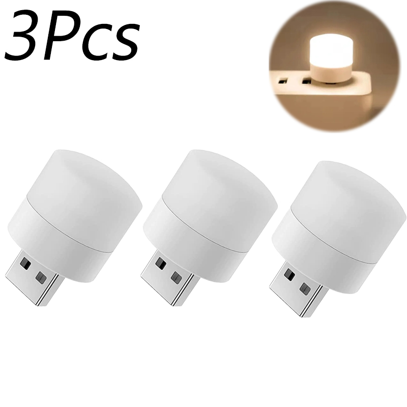 Night Light Warm White, Eye Protection LED Lamp for Reading, USB Plug Computer Mobile Power Charging