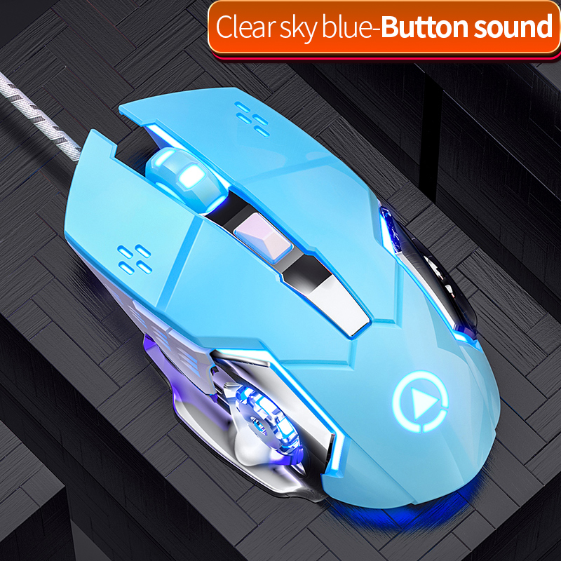 Mute Wired Gaming Mouse with Breathing Light for Desktop and Laptop