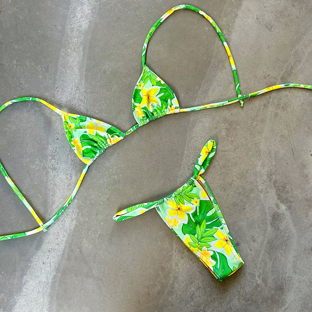 Halter Swimwear Brazilian Bikini Set, Print Beachwear Swim Suits Female