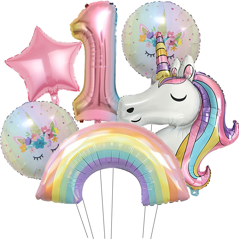 Unicorn Birthday Party Decoration, Gradient Number Balloon Unicorn Party Supplies
