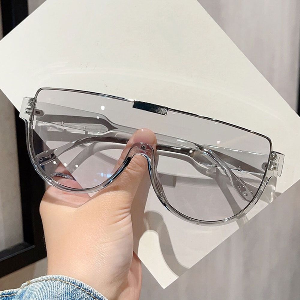 Monoblock Semi-round Sunglasses for Women, Outdoor Designer Oversized Sun Glasses, Half Frame Eyewea