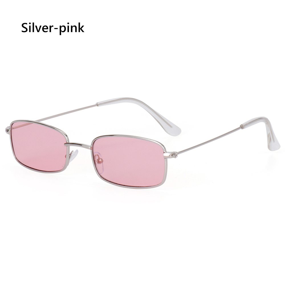 Vintage Rectangle Sunglasses, Classic Clear Lens Eyewear, Small Oval Women's Metal Sun Glasses Shade