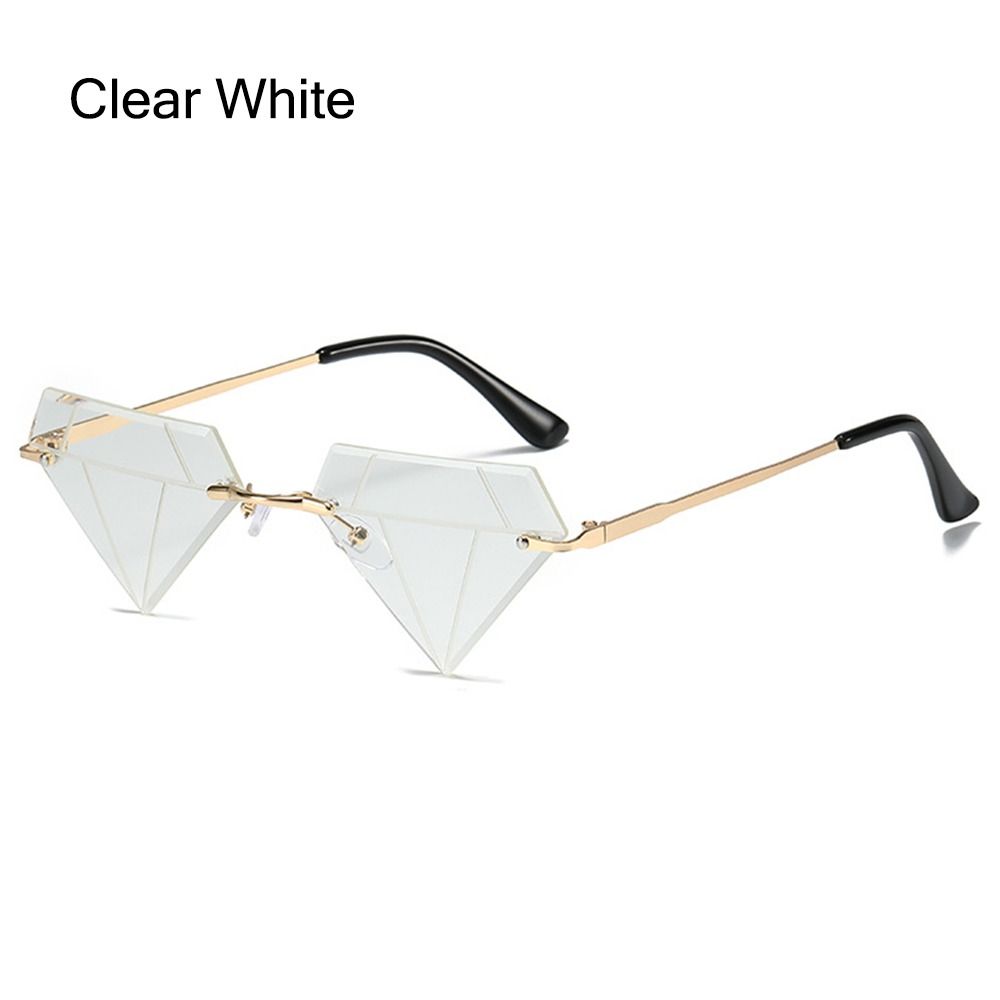 Rimless Sun Glasses for Women, Diamond Shaped Eyewear, Halloween Glasses, Triangle Prom Sunglasses,