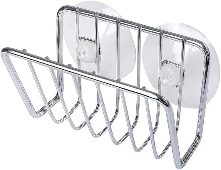 Wall Mounted Sink Kitchen Organizer, Stainless Steel Suction Cup Sponge Holder, Kitchen Supplies Caddy