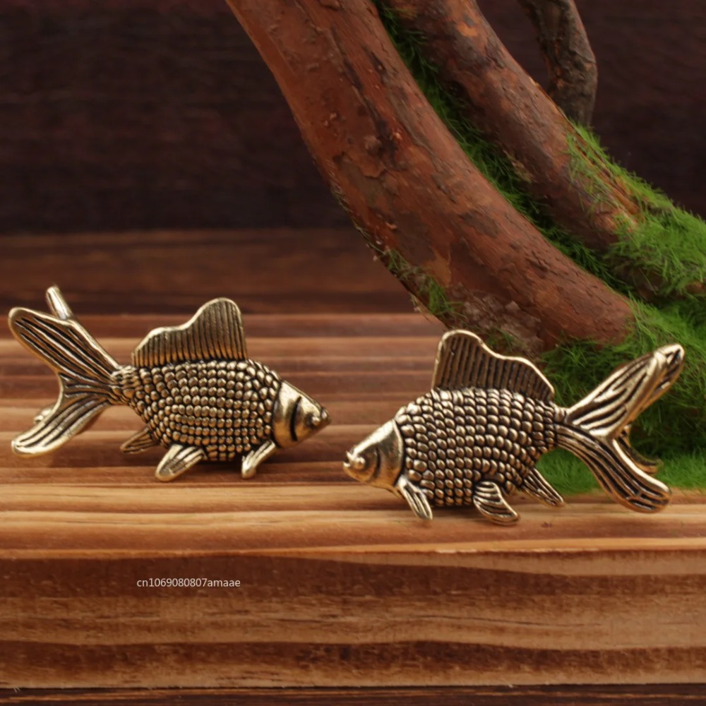 Lucky Animal Statue Miniatures Ornament Brass Goldfish Figurines Tea Pet Cute Gifts Desk Decoration