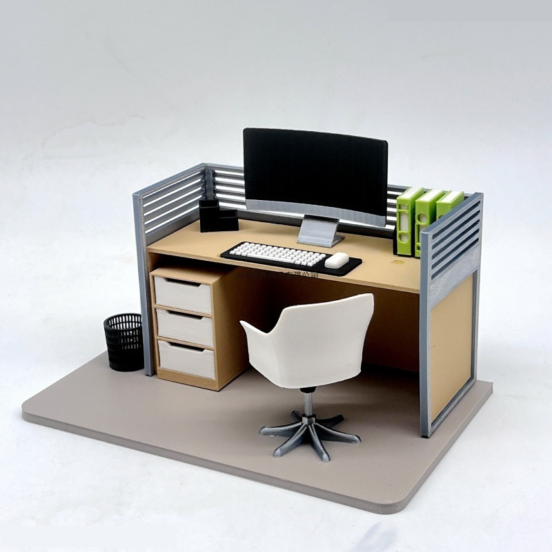 Miniature Office Scene Model, Filing Cabinet, Desk & Chair | Inspire Uplift