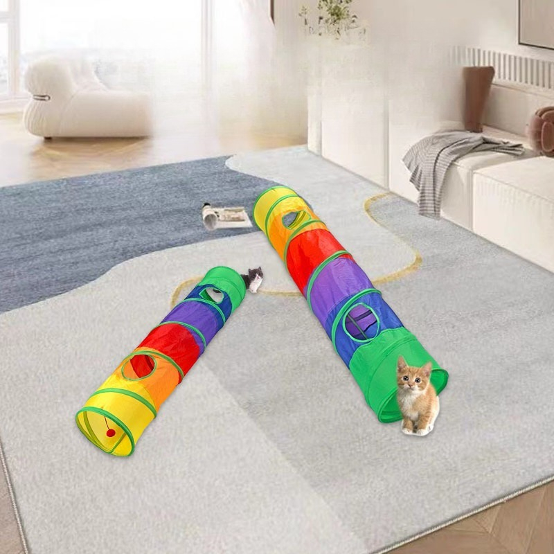 Pet Tunnel Interactive Play with Peek Holes for Cats, Collapsible Heavy Duty Steel Frame, Outdoor Indoor Use Tunnel