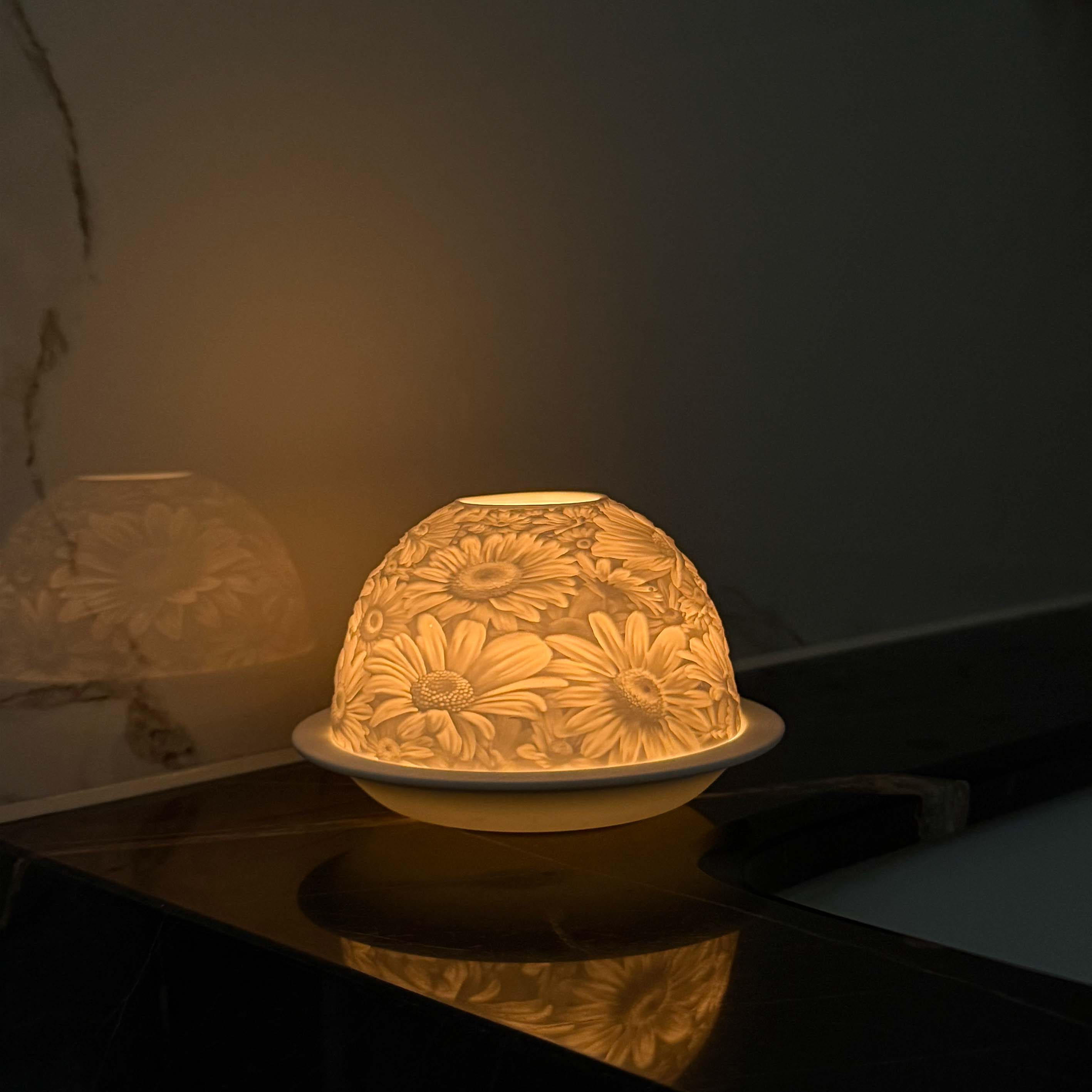 Lumina Ceramic Flowers Tea Light Candle Dome Holder | Inspire Uplift