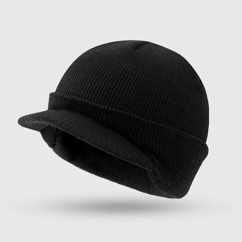 Army Peaked Caps, Winter Knitted Hats, Woolen Autumn Warm Hat, Solid Color Fashion Cap for All Ages