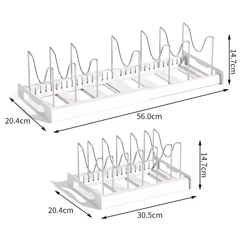 Adjustable Compartments Dish Rack, Pots Holder Kitchen Utensils, Expandable Organizer Rack