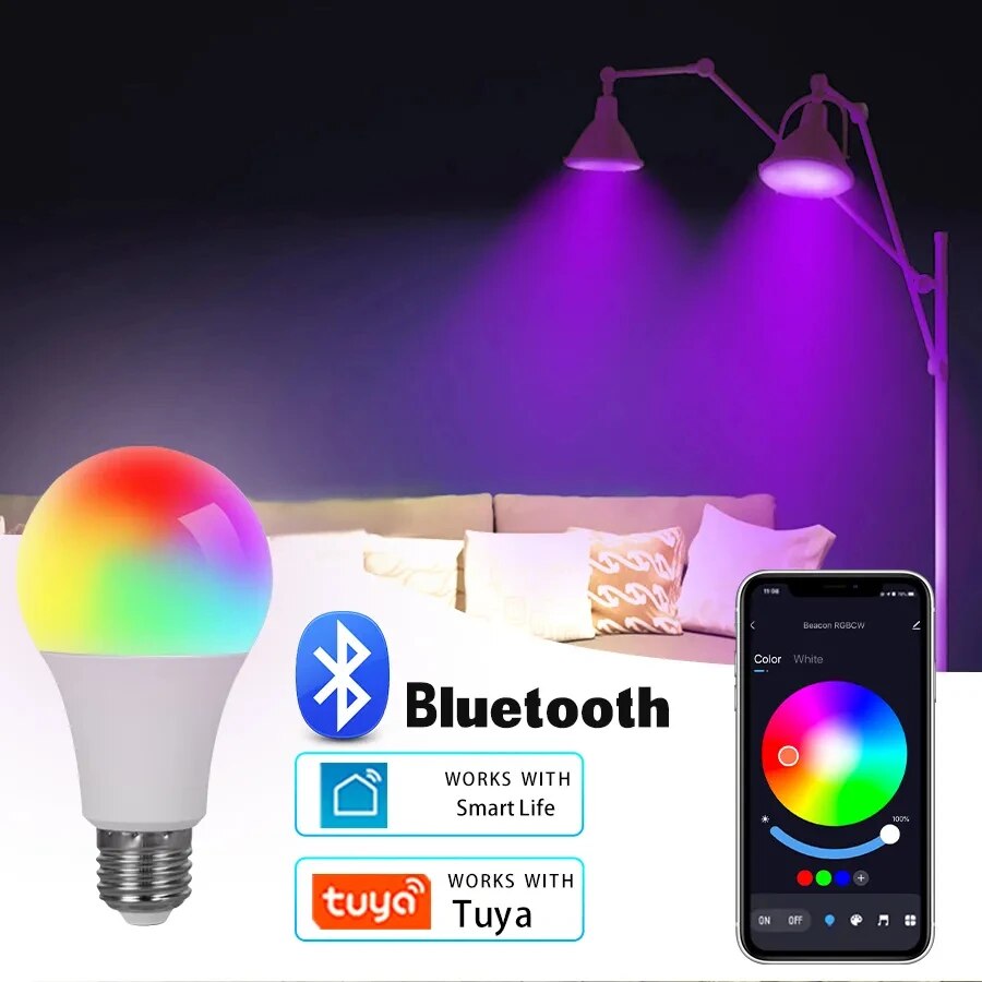 Smart RGB LED Bulb  with Bluetooth Control  Dimmable for Home Bedroom & Party
