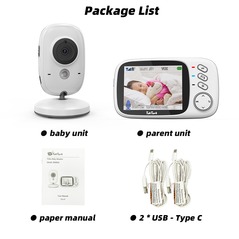 Wireless Video Baby Monitor with Lullabies & Night Vision Intercom, Temperature Monitoring & Babysitter