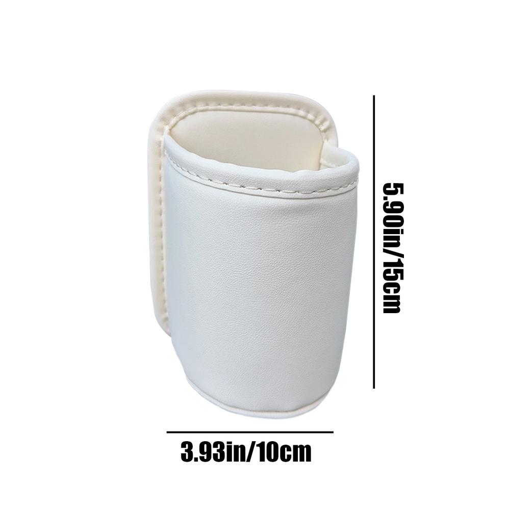 Leather Car Door Cup Holder Organizer with Secure Clip Storage for Drinks and Phones
