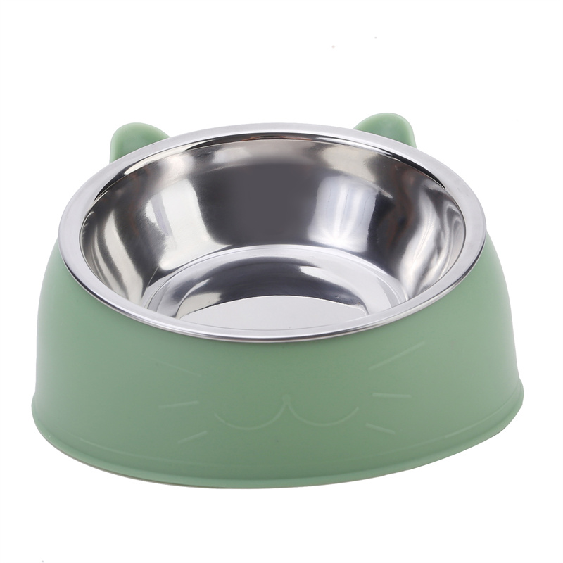 Inclined Stainless Steel Pet Feeding Bowl for Cats and Dogs