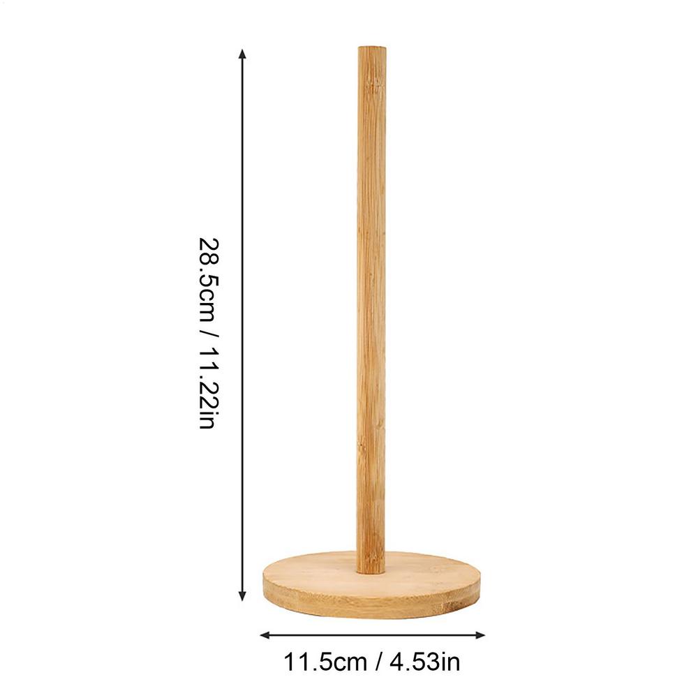 Wooden Paper Towel Holder for Kitchen & Bathroom Vertical Stand for Tissue Rolls