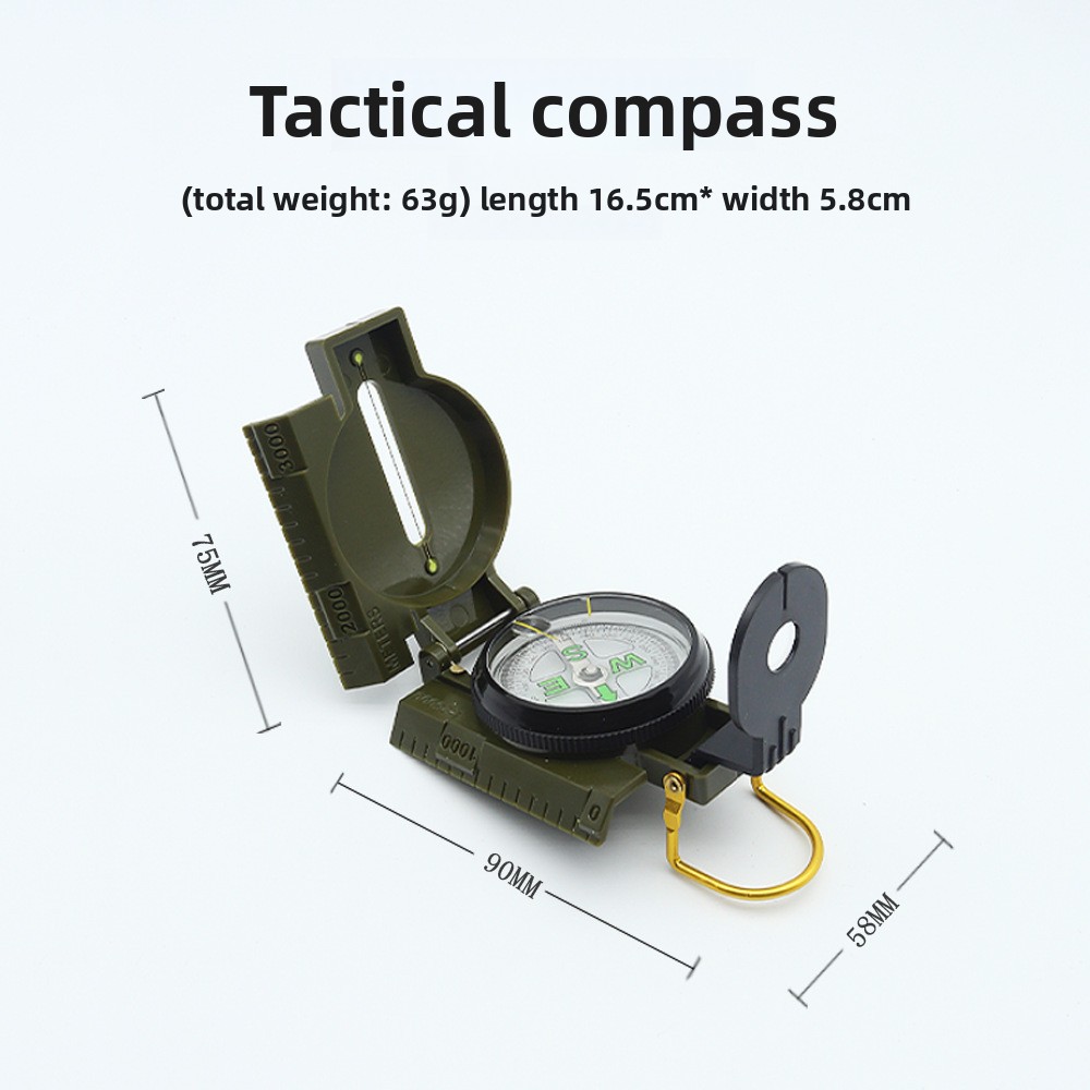 Tactical Survival Compass for Outdoor Navigation Luminous Waterproof Orienteering Compass for Hiking