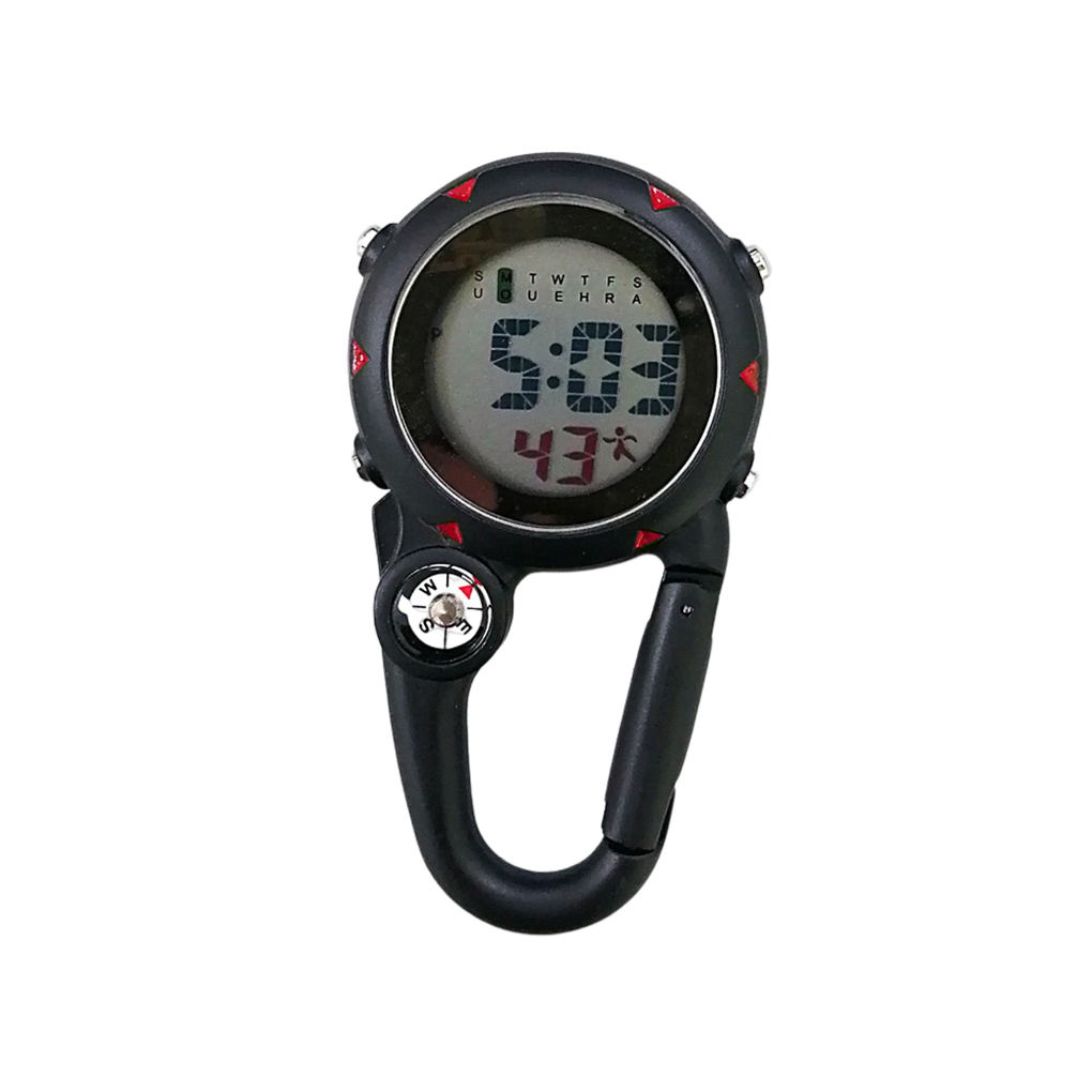 Luminous Tactical Thermometer Carabiner with Metal Compass Essential Survival Tool for Outdoor Adventures