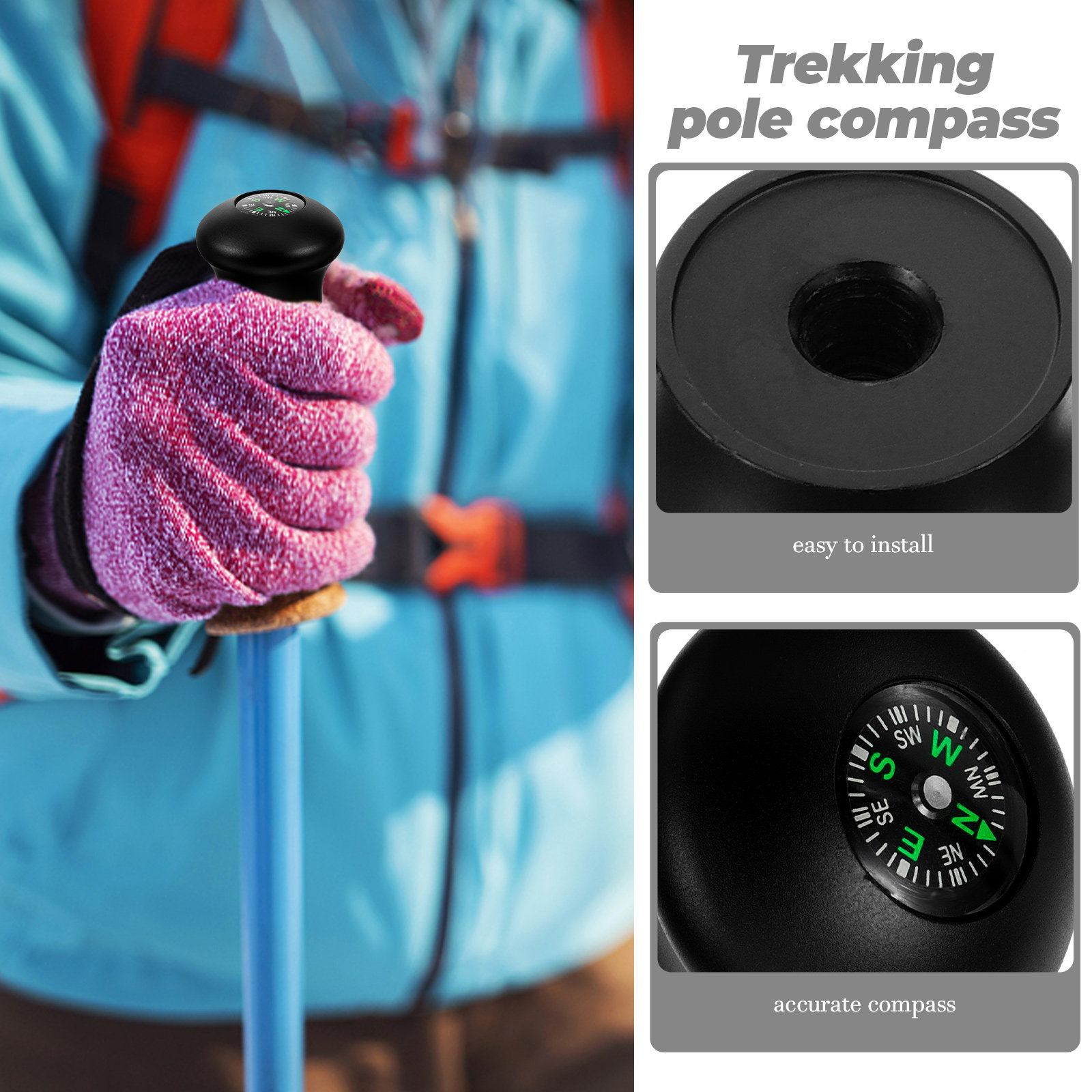 Hiking Pole Head Compass - Durable Trekking Tool | Inspire Uplift