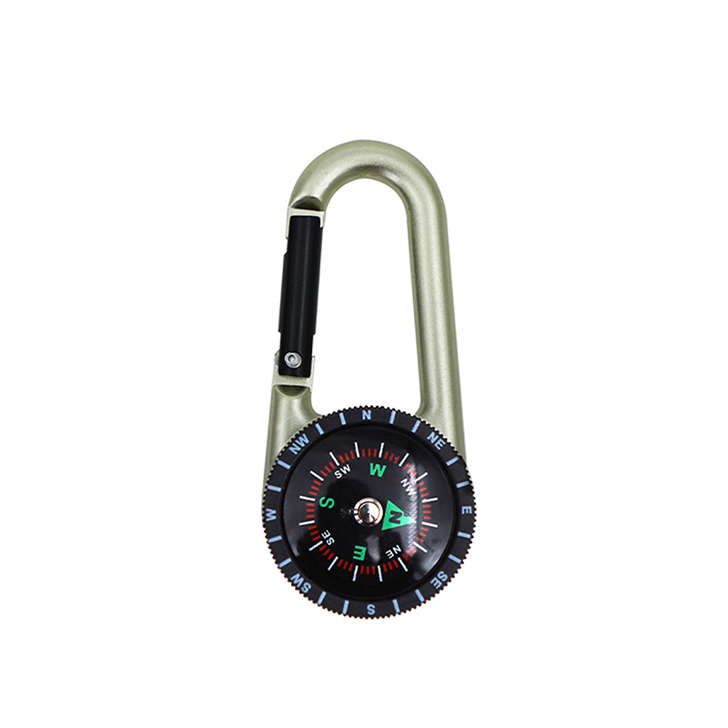 Mini Compass Keychain with Carabiner and Thermometer Outdoor Survival Hiking Gear
