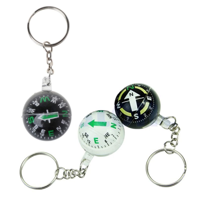 Mini Outdoor Compass Keychain with Liquid Filled Navigation Ball for Hiking and Survival