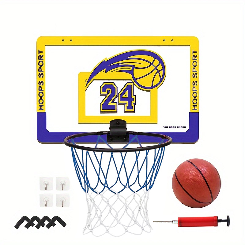 Indoor Kids Basketball Hoop Set Wall Mounted No Drill Basketball Game for Home Play