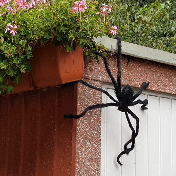 Giant Halloween Spider Decoration with Bendable Legs and Red Eyes, 29.5 Inches