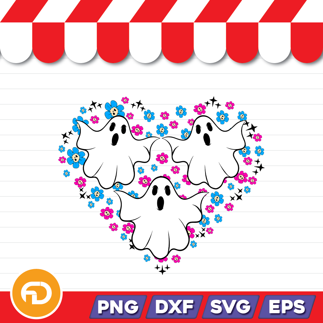 Boo in Heart SVG, PNG, EPS, DXF Digital Download | Inspire Uplift