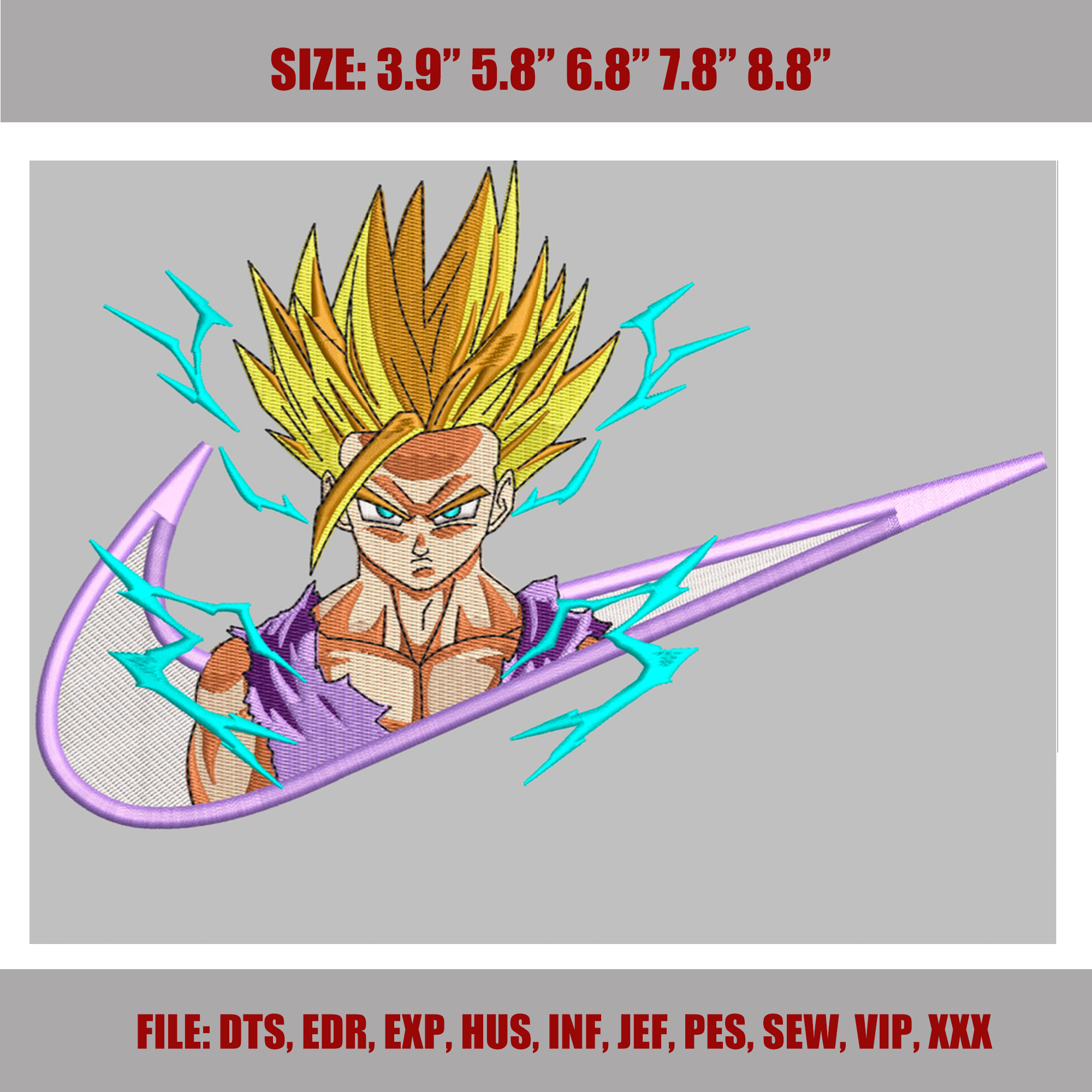 GOHAN SUPER SAIYAN Anime Embroidery Design, Machine Embroide | Inspire ...