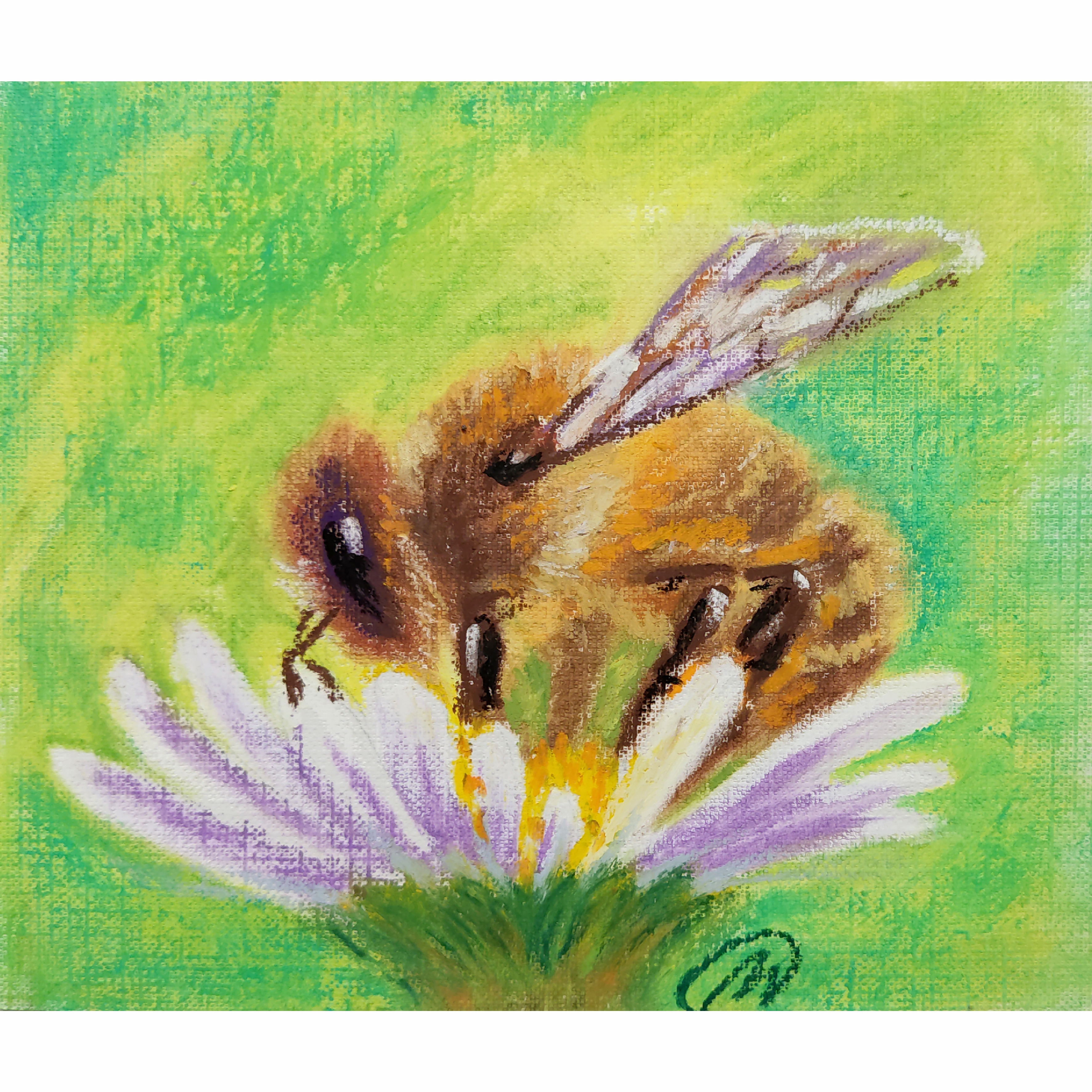 ORIGINAL Painting, SMALL Wall Art , Oil pastel Artwork - BEE | Inspire ...