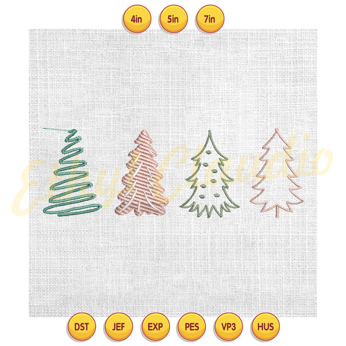 Christmas Day Pine Tree Embroidery ,Digital Embroidery, Embr | Inspire ...