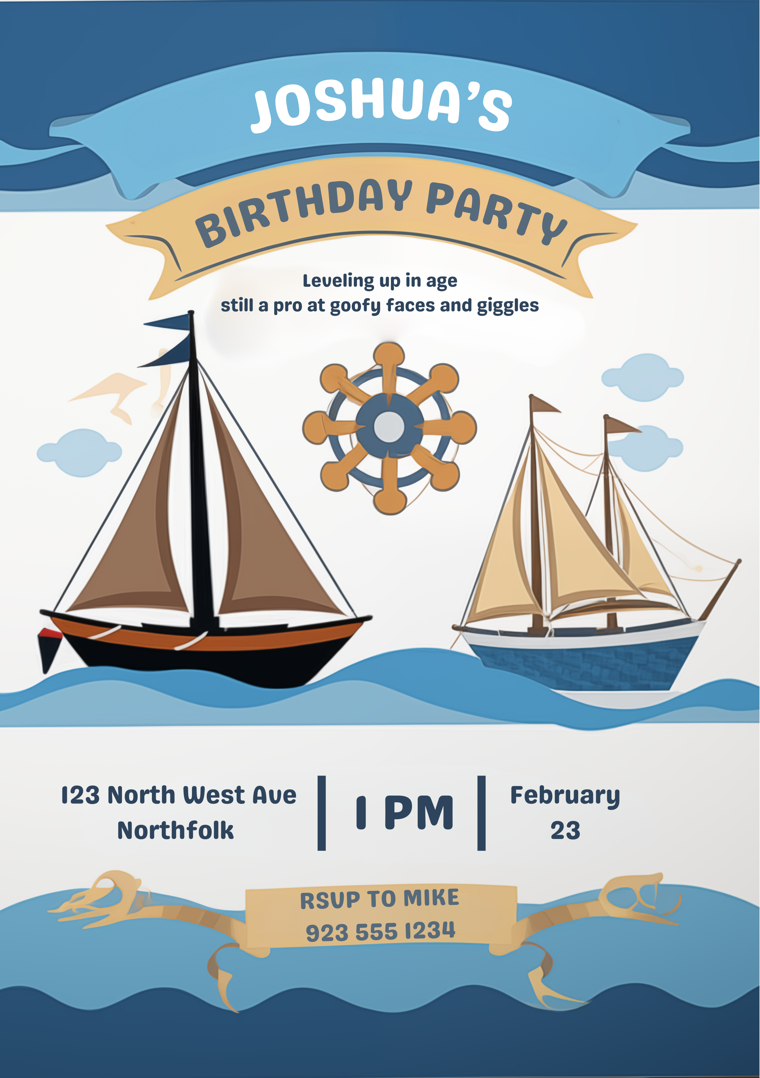 Editable Sailboat Invitation, Nautical Birthday Invitation, | Inspire ...