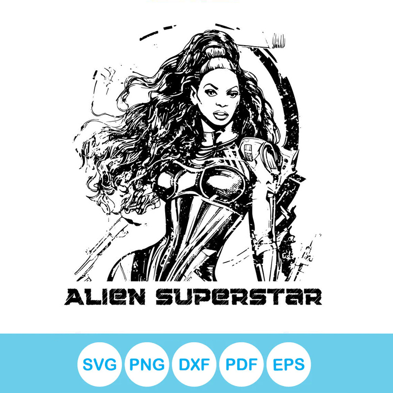 Silver Gray Alien Superstar Beyonce SVG File | Inspire Uplift