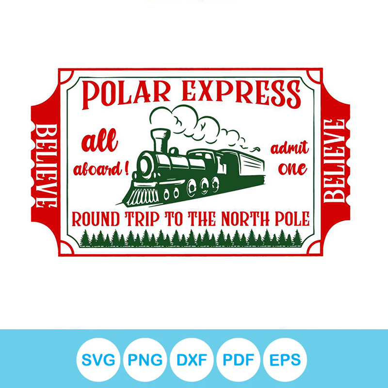 Polar Express All Aboard Admit One SVG | Inspire Uplift
