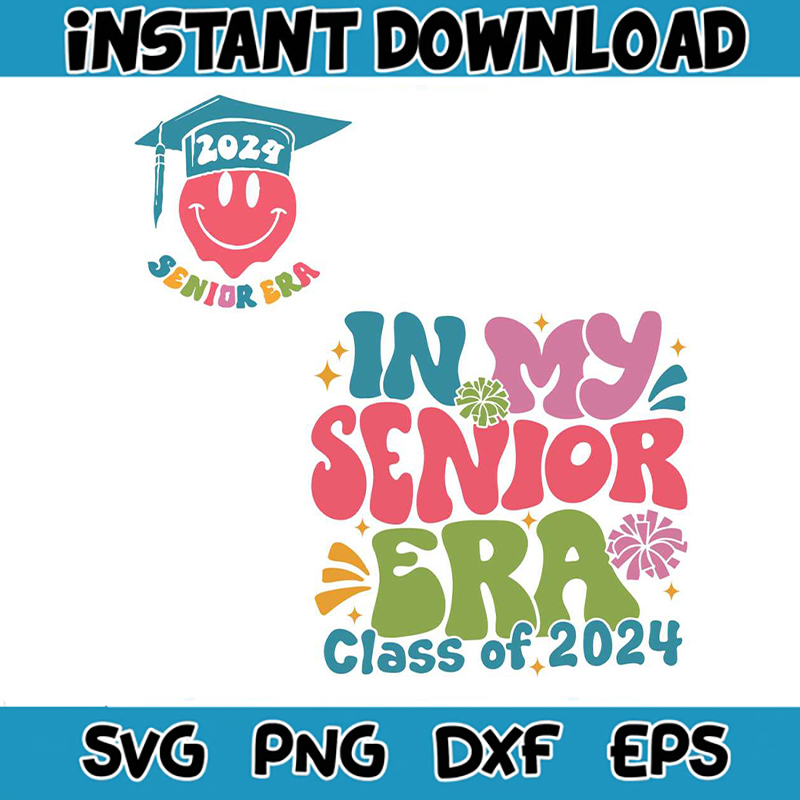 Retro In My Senior Era Class Of 2024 SVG Cricut File | Inspire Uplift