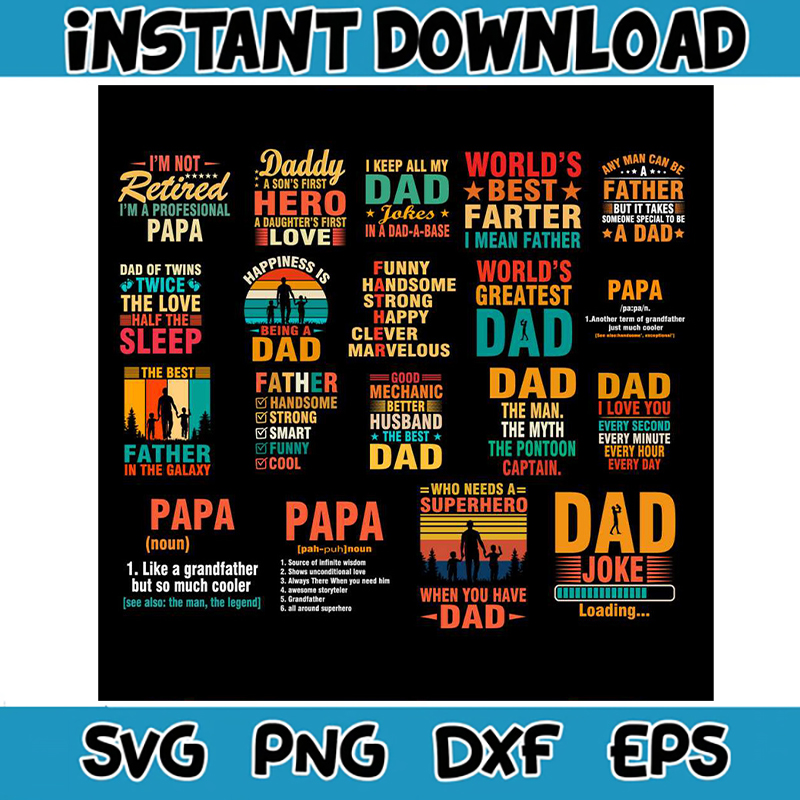 Happy Fathers Day Bundle Best SVG Cutting Digital Files - Inspire Uplift
