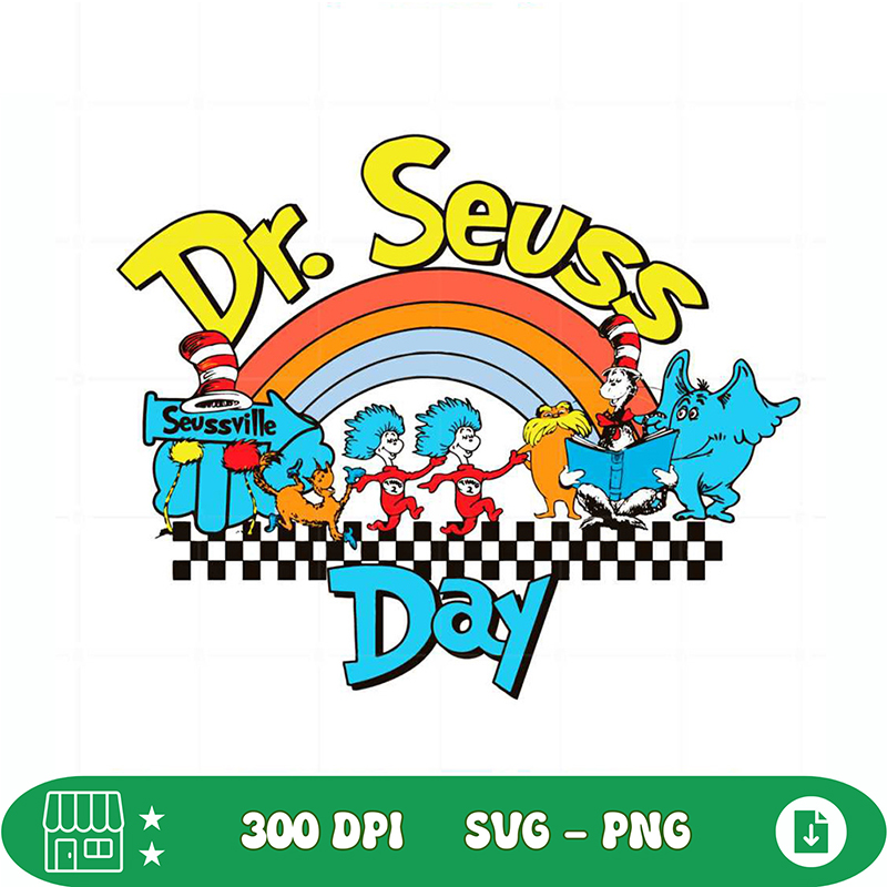 Happy Dr Seuss Day Dr Seuss Rainbow SVG | Inspire Uplift