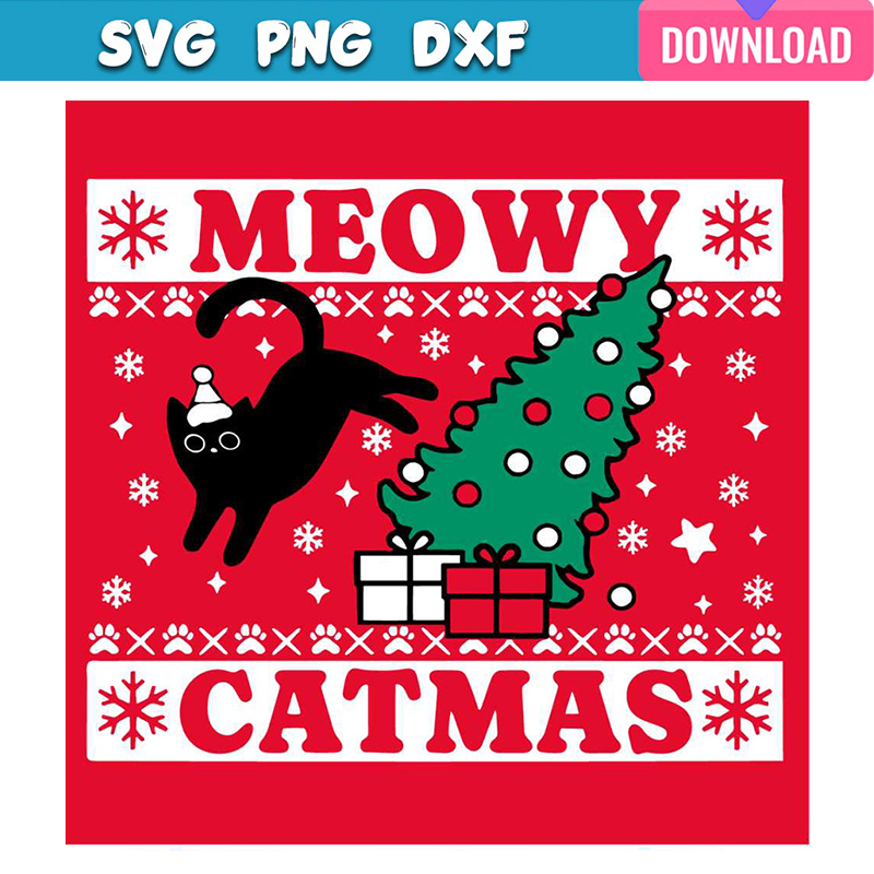Funny Meowy Catmas Black Cat Christmas Tree svg bundle | Inspire Uplift