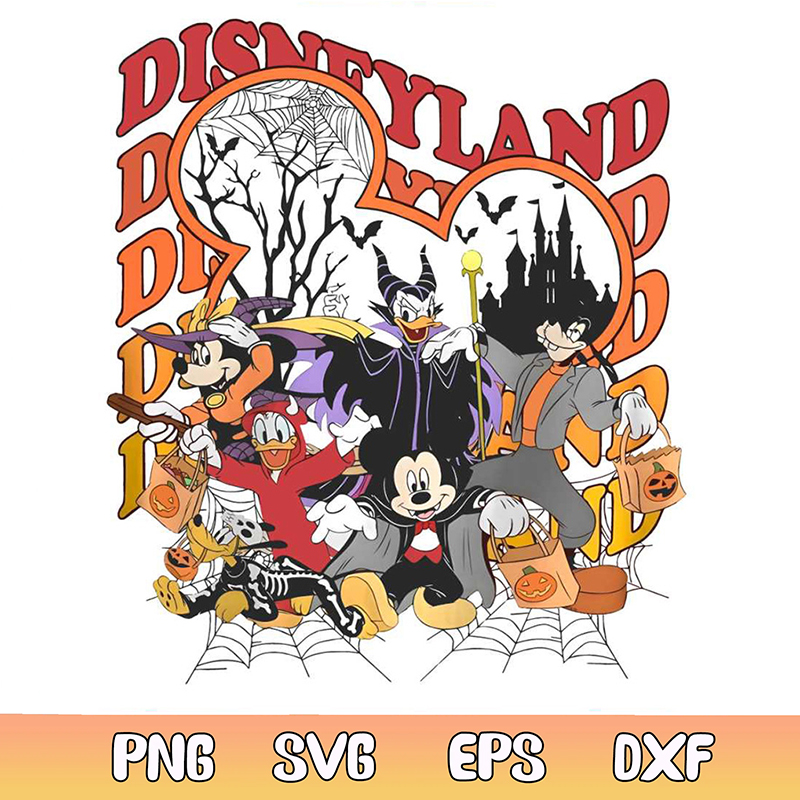 Vintage Disneyland Halloween Cartoon Characters PNG File | Inspire Uplift