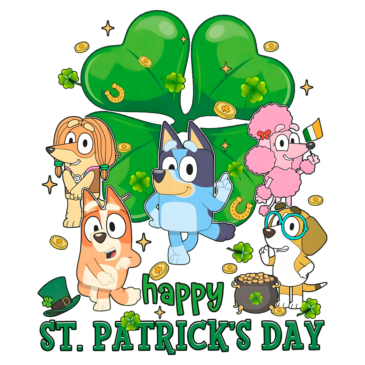 Bluey Family Happy St Patricks Day Png Sublimation | Inspire Uplift